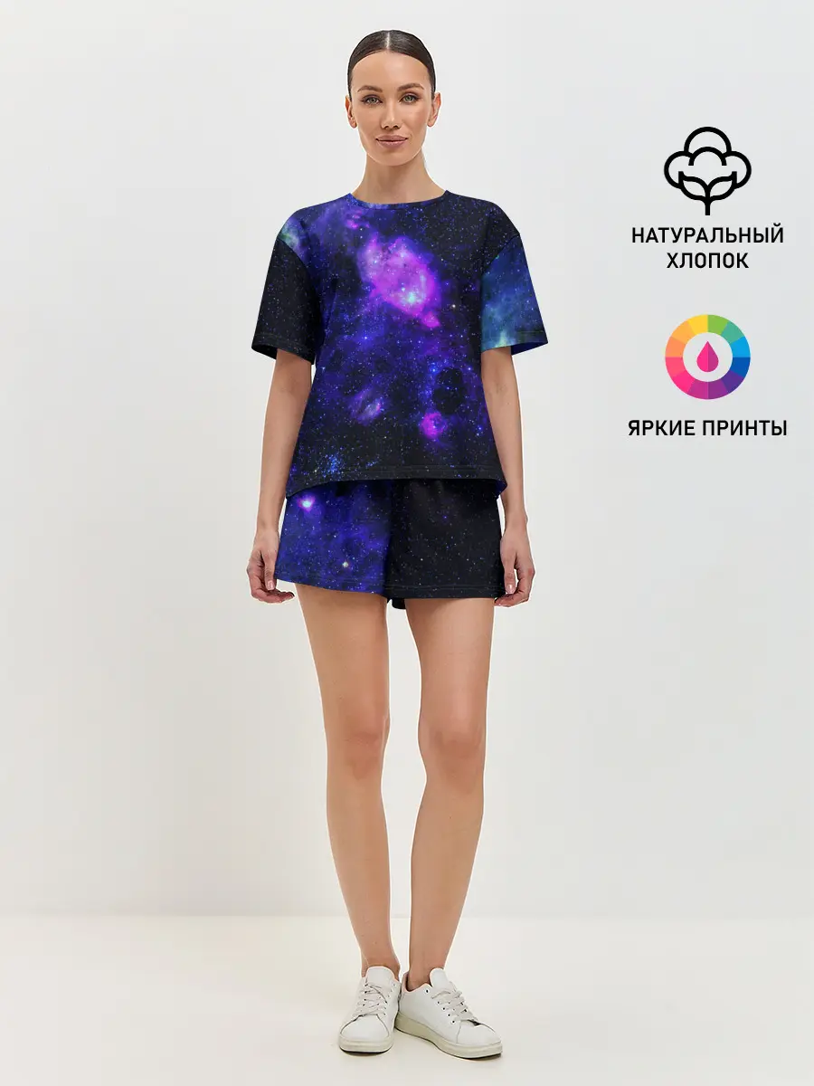 Женская пижама с шортами / Космос