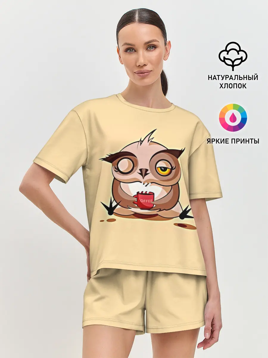 Женская пижама с шортами / Сова Кофеман