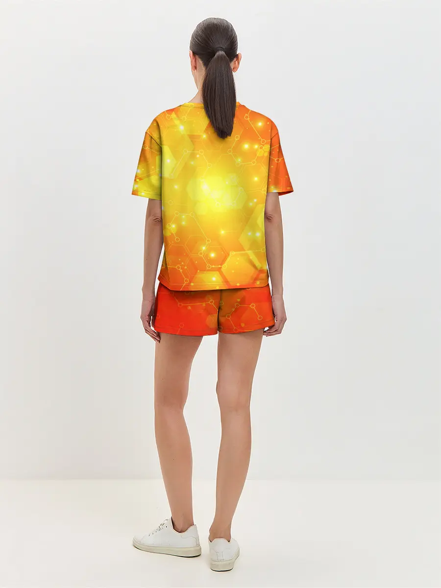 Женская пижама с шортами / ОРАНЖЕВЫЕ СОТЫ