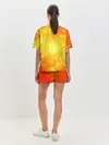 Женская пижама с шортами / ОРАНЖЕВЫЕ СОТЫ