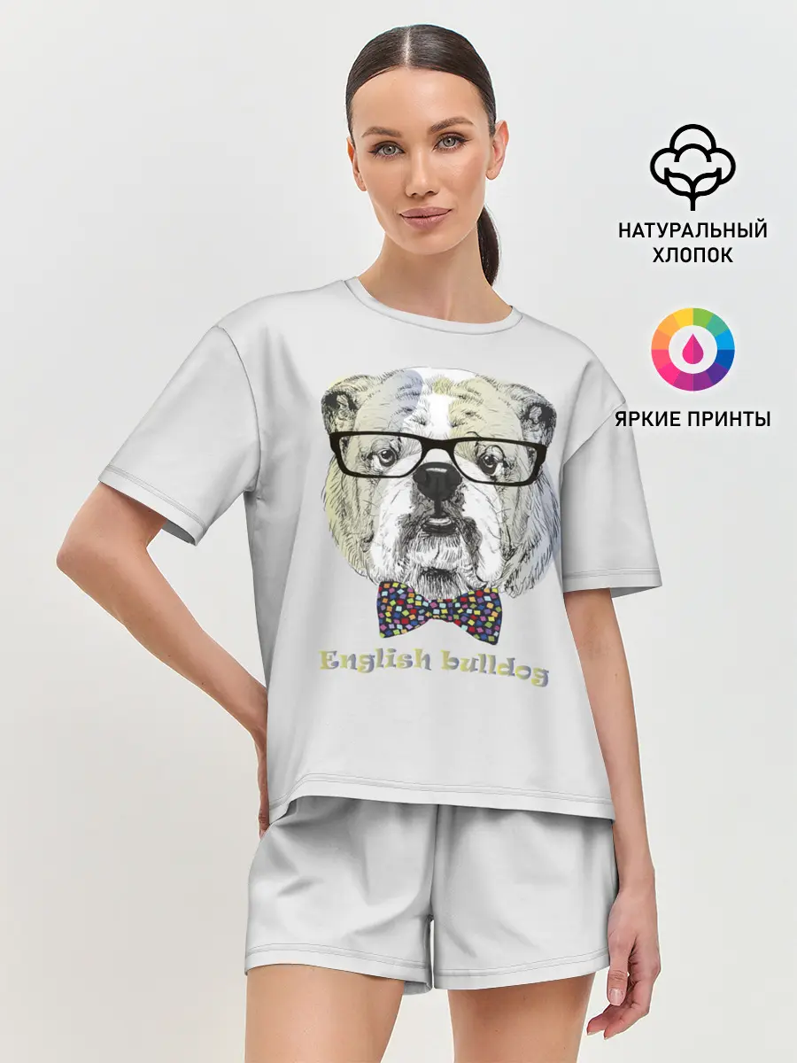 Женская пижама с шортами / Английский бульдог