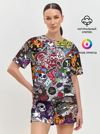 Женская пижама с шортами / Stickerbombing New York