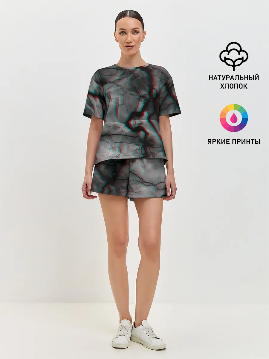 Женская пижама с шортами / МОЛНИИ GLITCH
