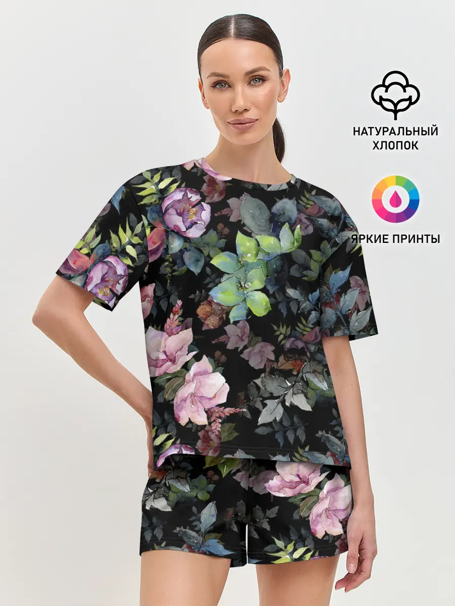 Женская пижама с шортами / Цветочный сад