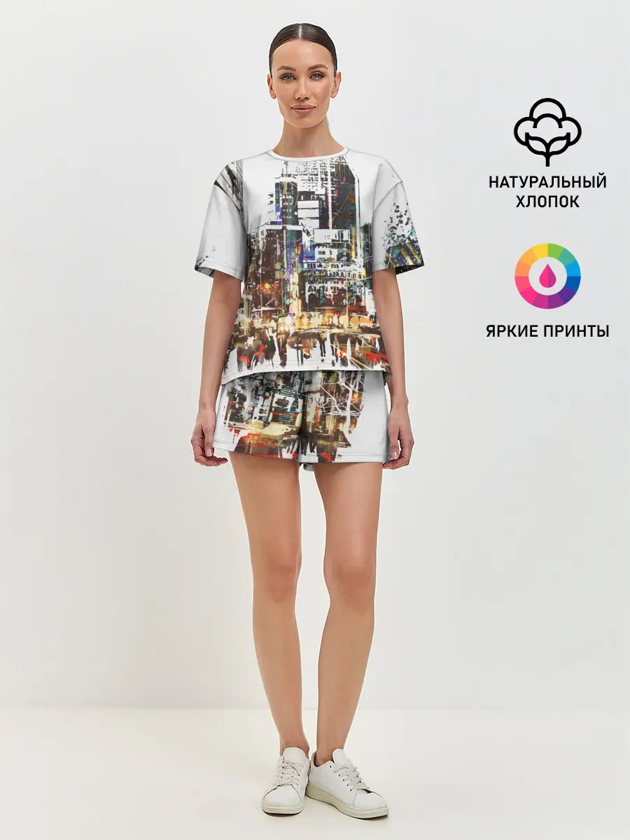 Женская пижама с шортами / Мегаполис
