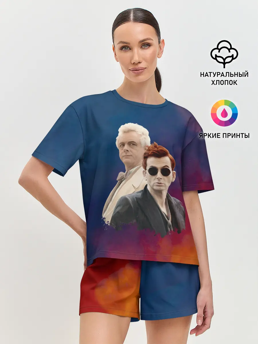 Женская пижама с шортами / Кроули и Азирафель