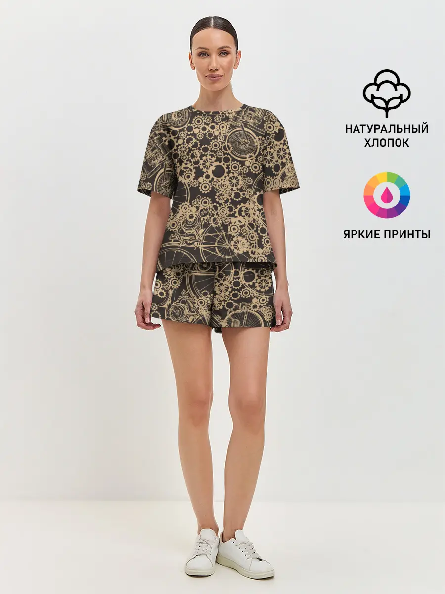 Женская пижама с шортами / Ретро велосипеды