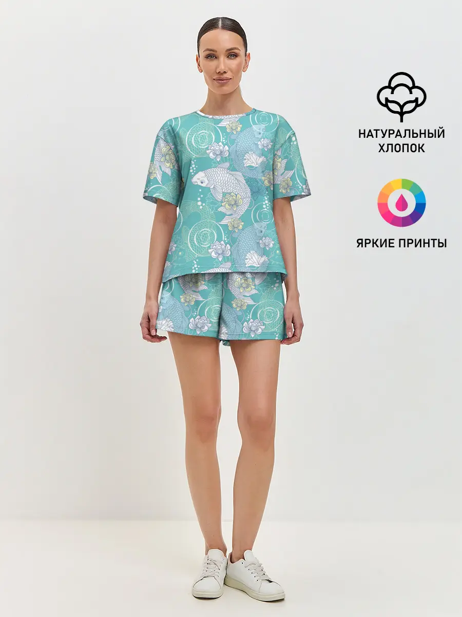 Женская пижама с шортами / Карпы Кои
