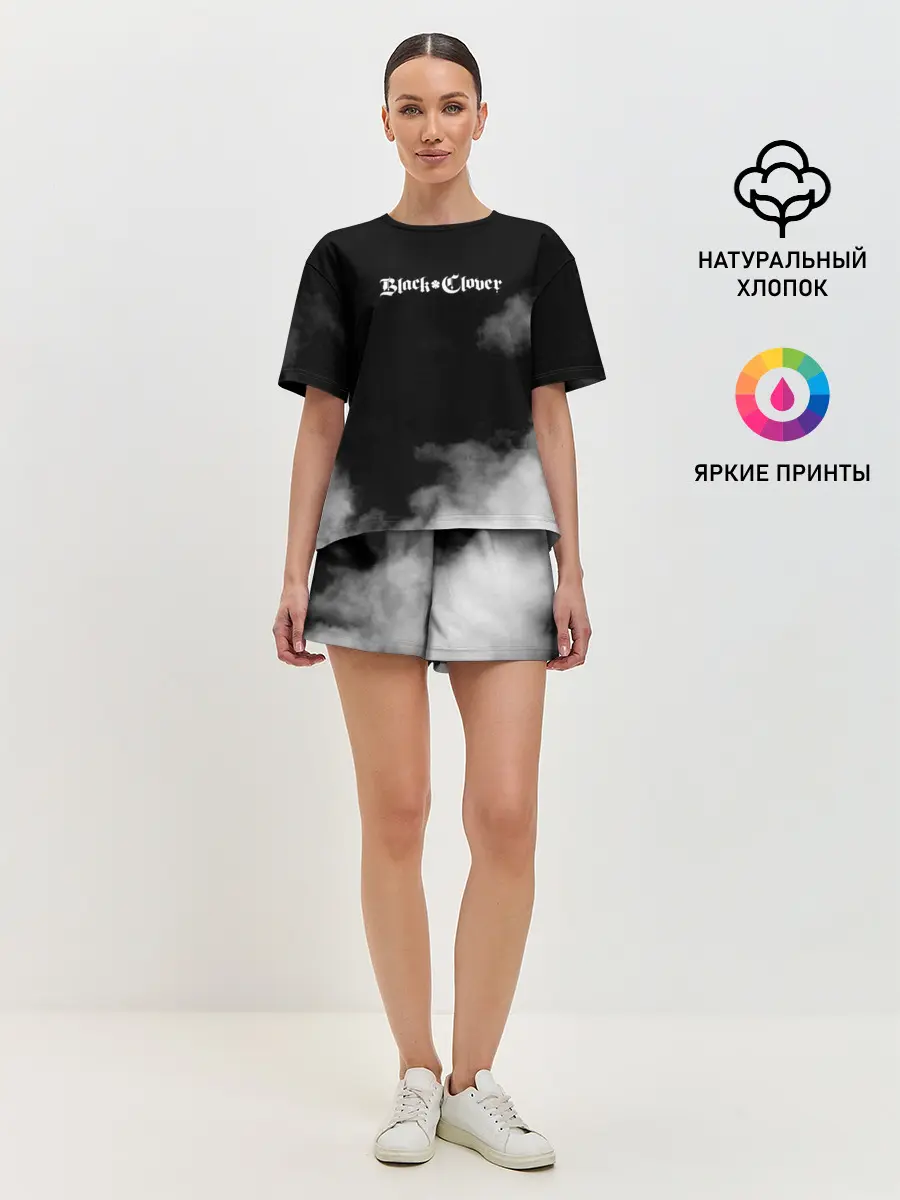 Женская пижама с шортами / Логотип Черного Клевера в дымке