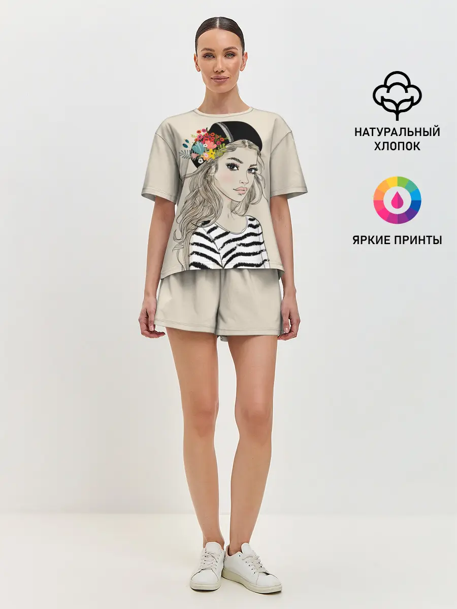 Женская пижама с шортами / Парижанка в берете