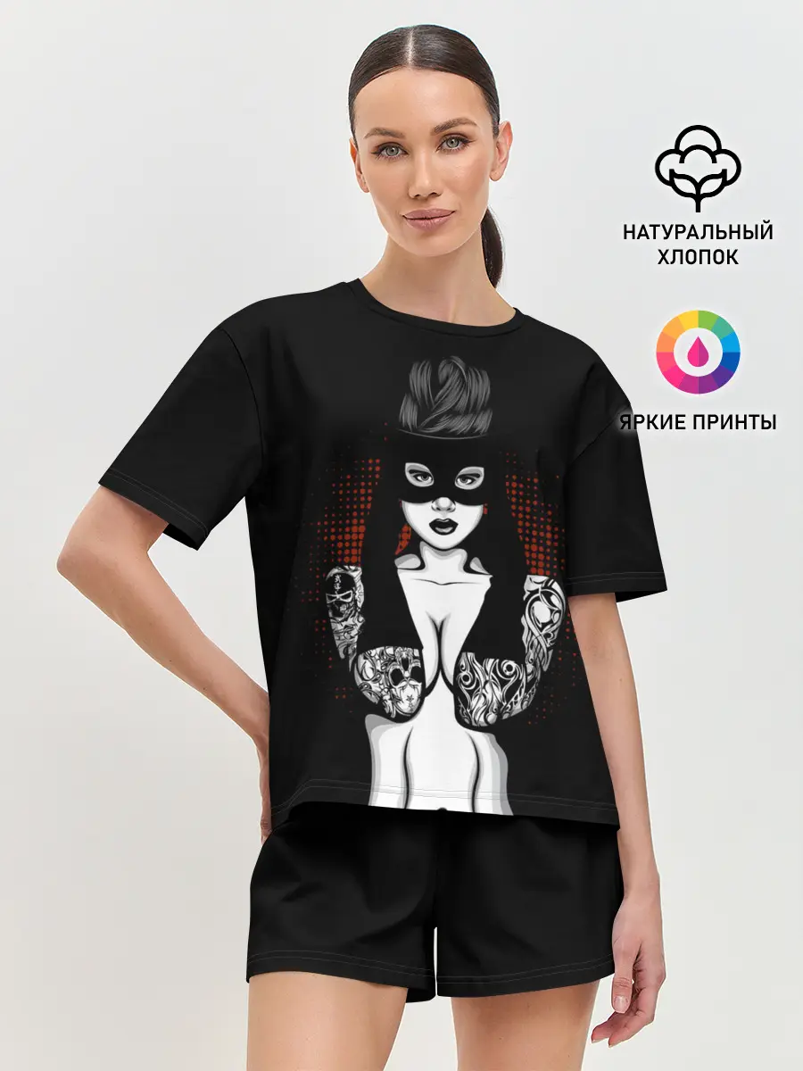 Женская пижама с шортами / Девушка с тату