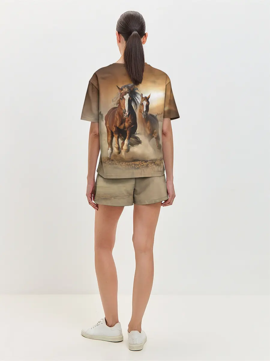 Женская пижама с шортами / Бегущие лошади