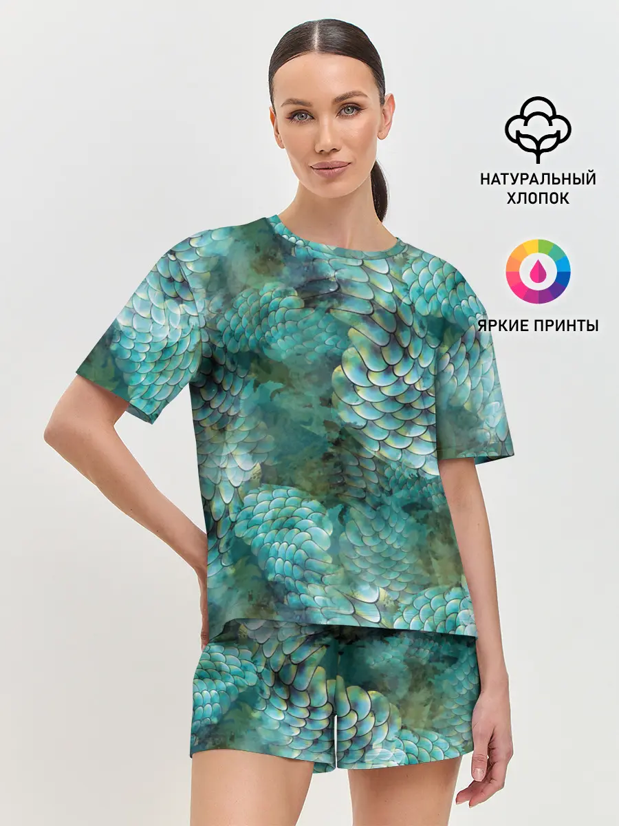 Женская пижама с шортами / Чешуя русалки