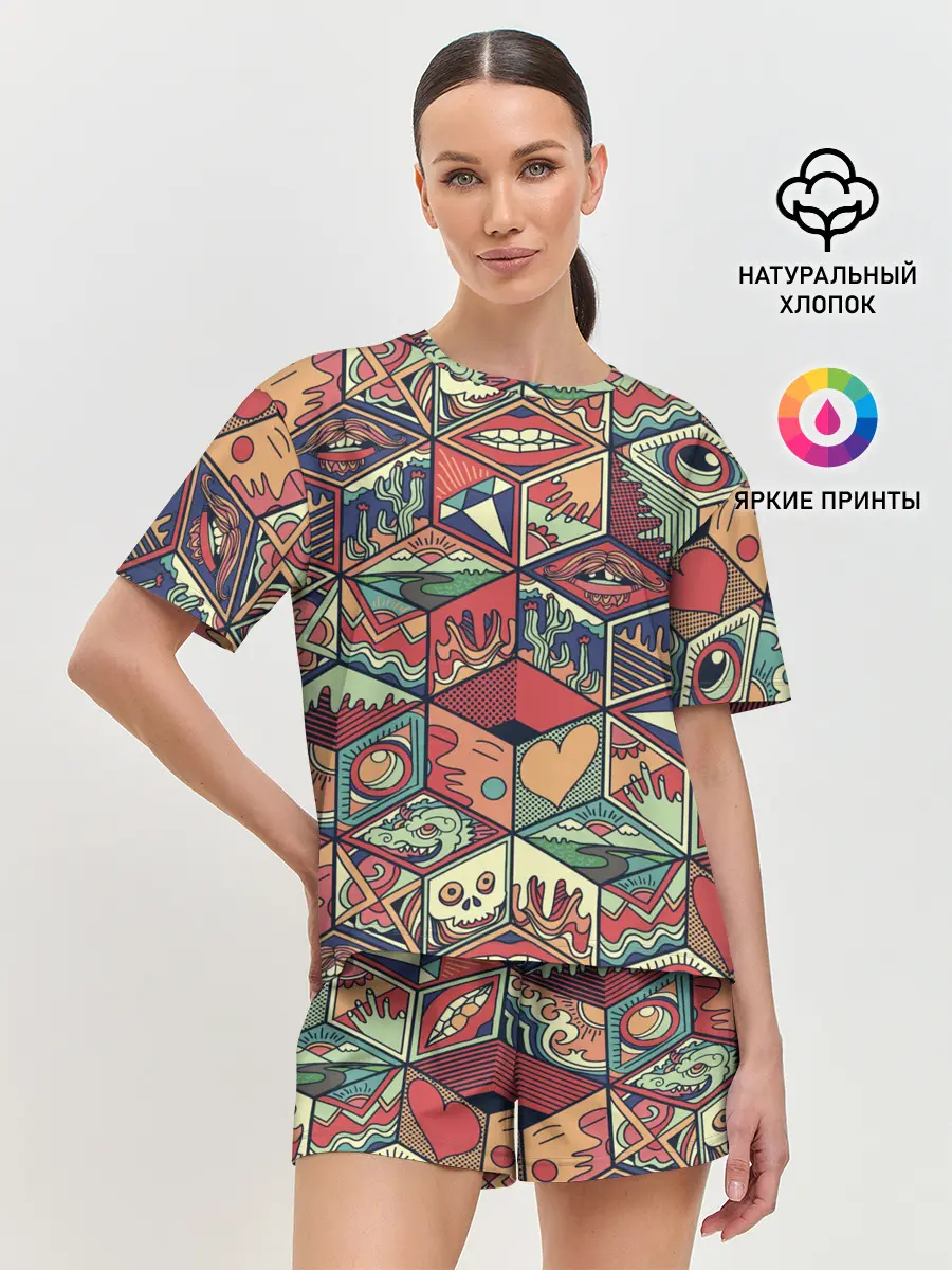 Женская пижама с шортами / Психоделика