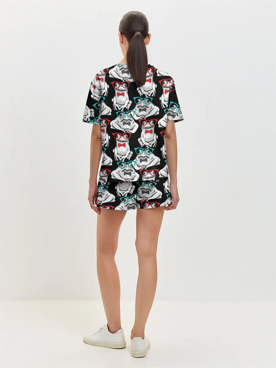 Женская пижама с шортами / Лягушки в очках