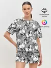 Женская пижама с шортами / Белые лошади
