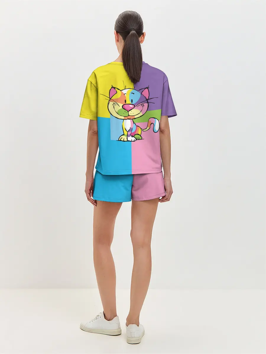 Женская пижама с шортами / Кот