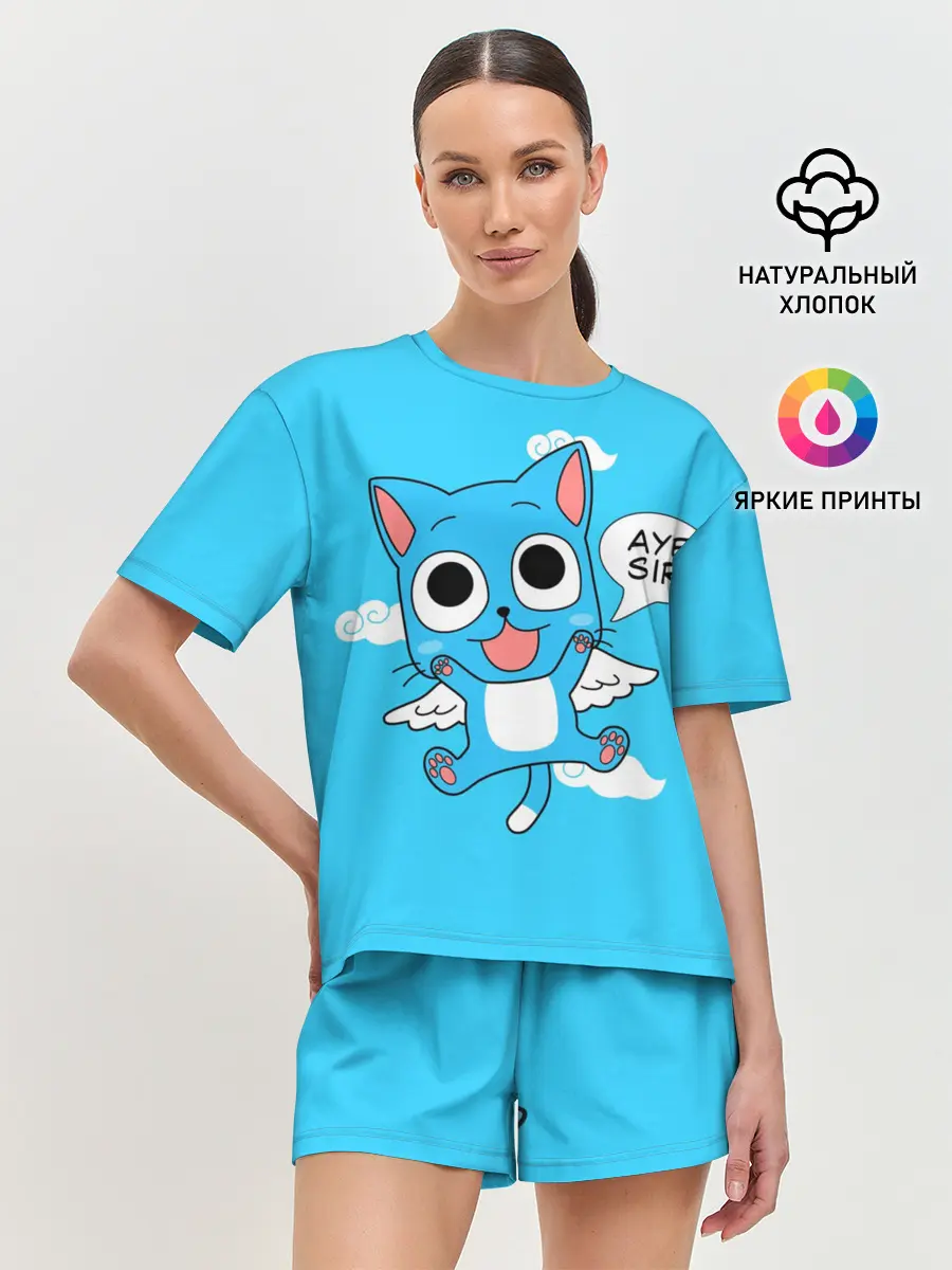 Женская пижама с шортами / Happy cat