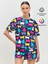 Женская пижама с шортами / Разноцветные котики