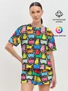 Женская пижама с шортами / Разноцветные котики