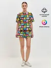 Женская пижама с шортами / Разноцветные котики