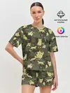 Женская пижама с шортами / Кошачий камуфляж