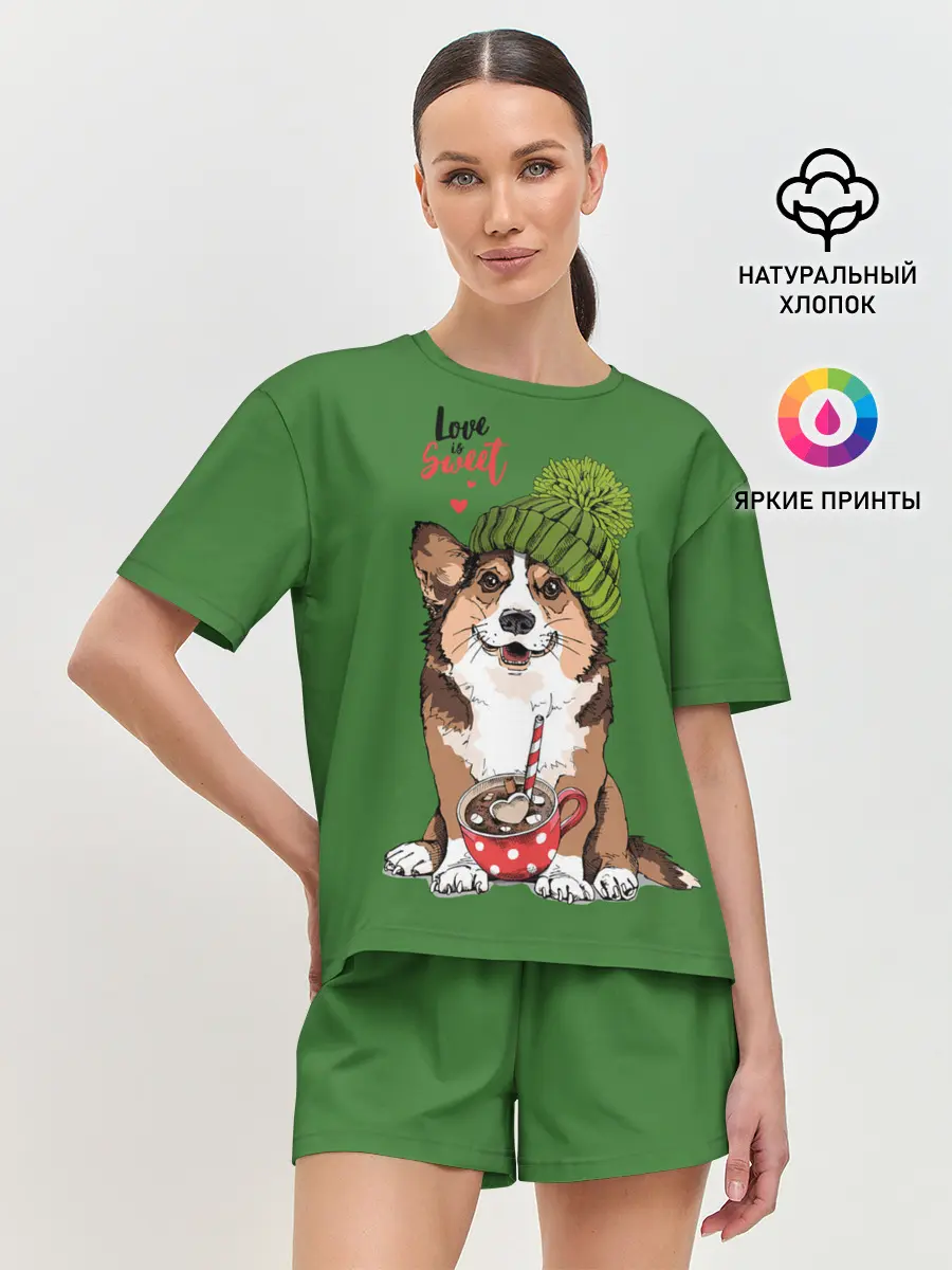 Женская пижама с шортами / Love is sweet