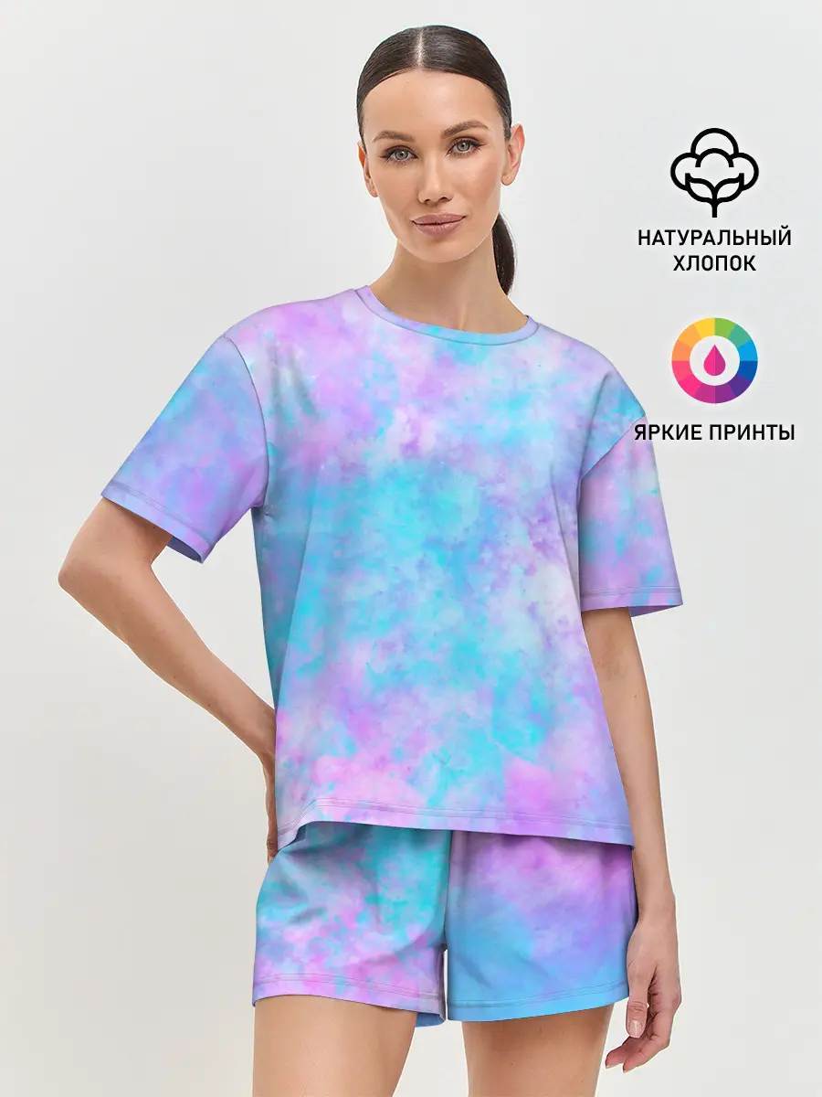 Женская пижама с шортами / Мрамор Tie Dye