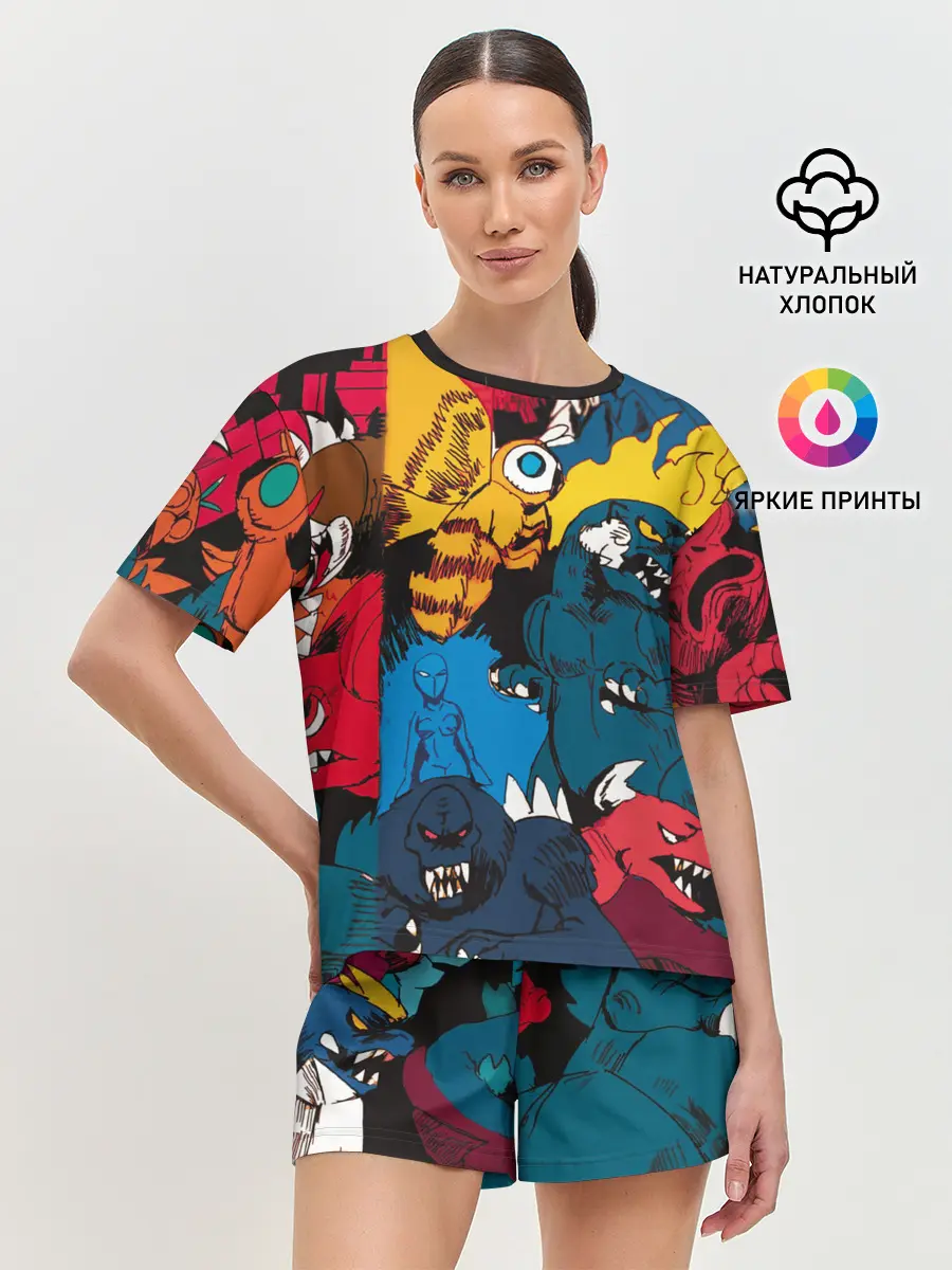 Женская пижама с шортами / Годзилла