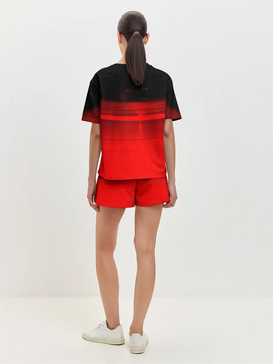 Женская пижама с шортами / Красный океан