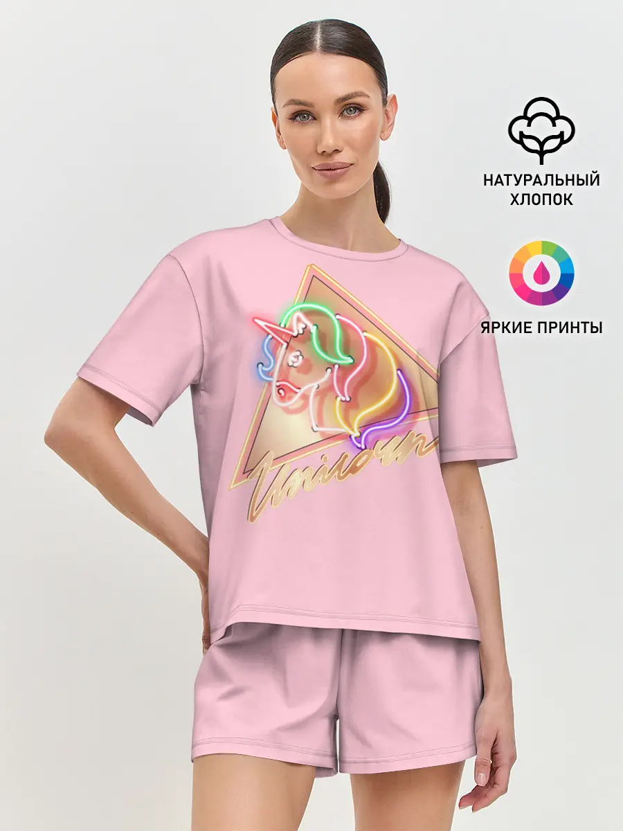 Женская пижама с шортами / Единорог