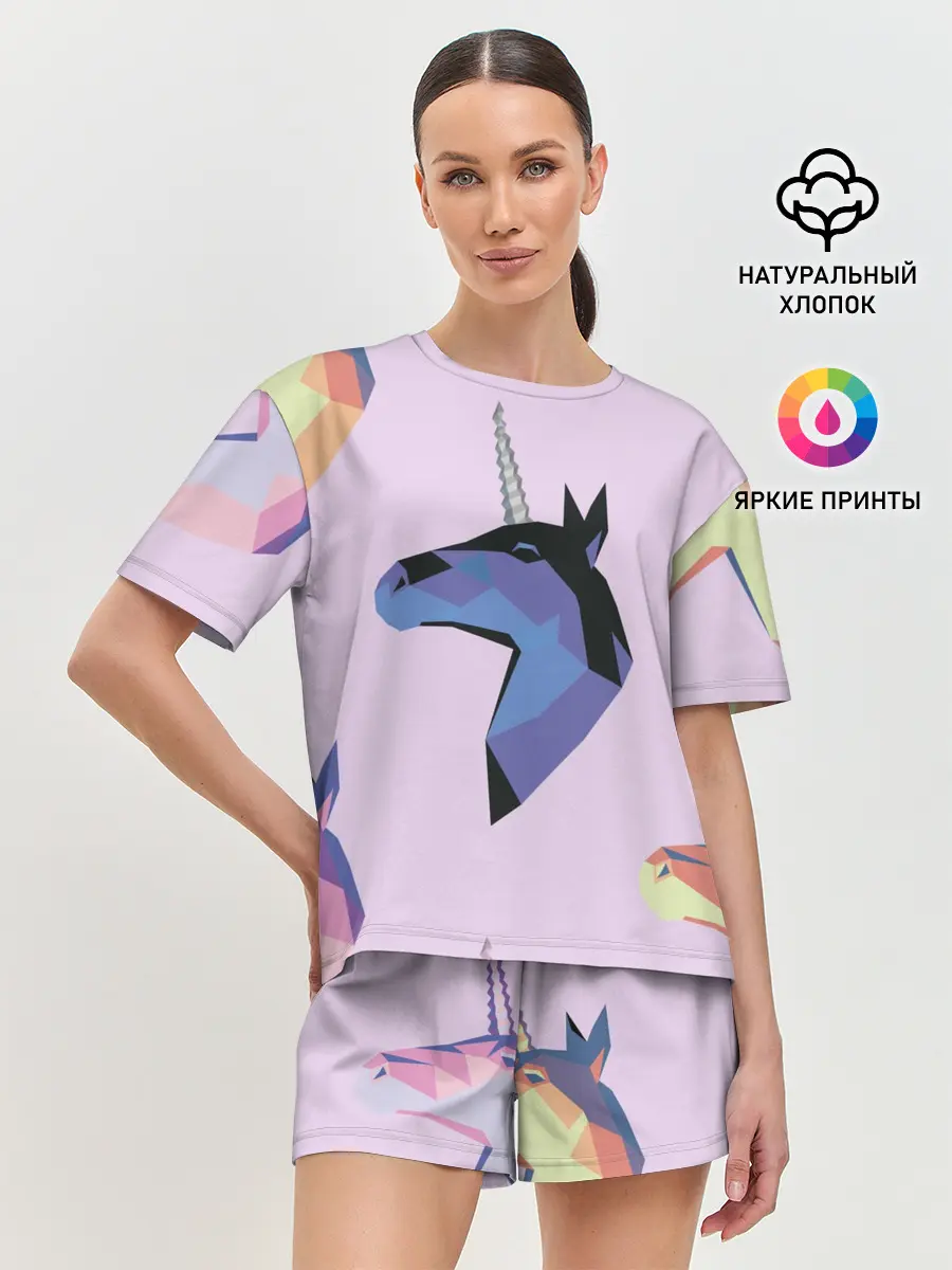 Женская пижама с шортами / Единорог
