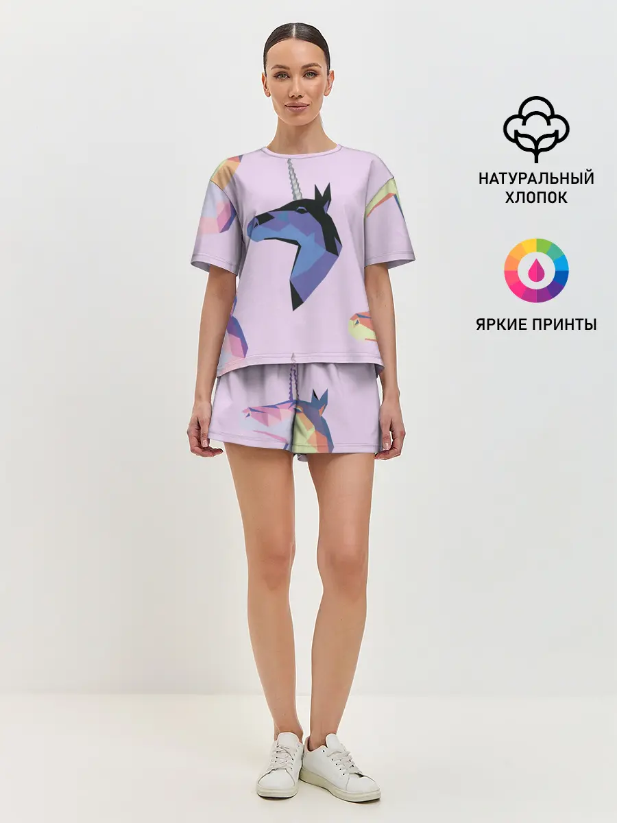 Женская пижама с шортами / Единорог