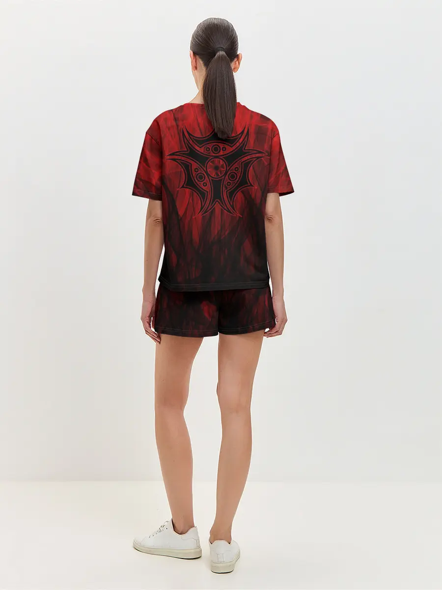 Женская пижама с шортами / Red-n-black okto