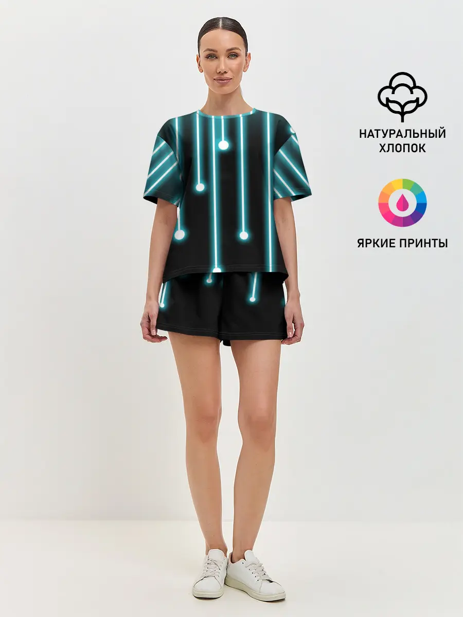 Женская пижама с шортами / Неон