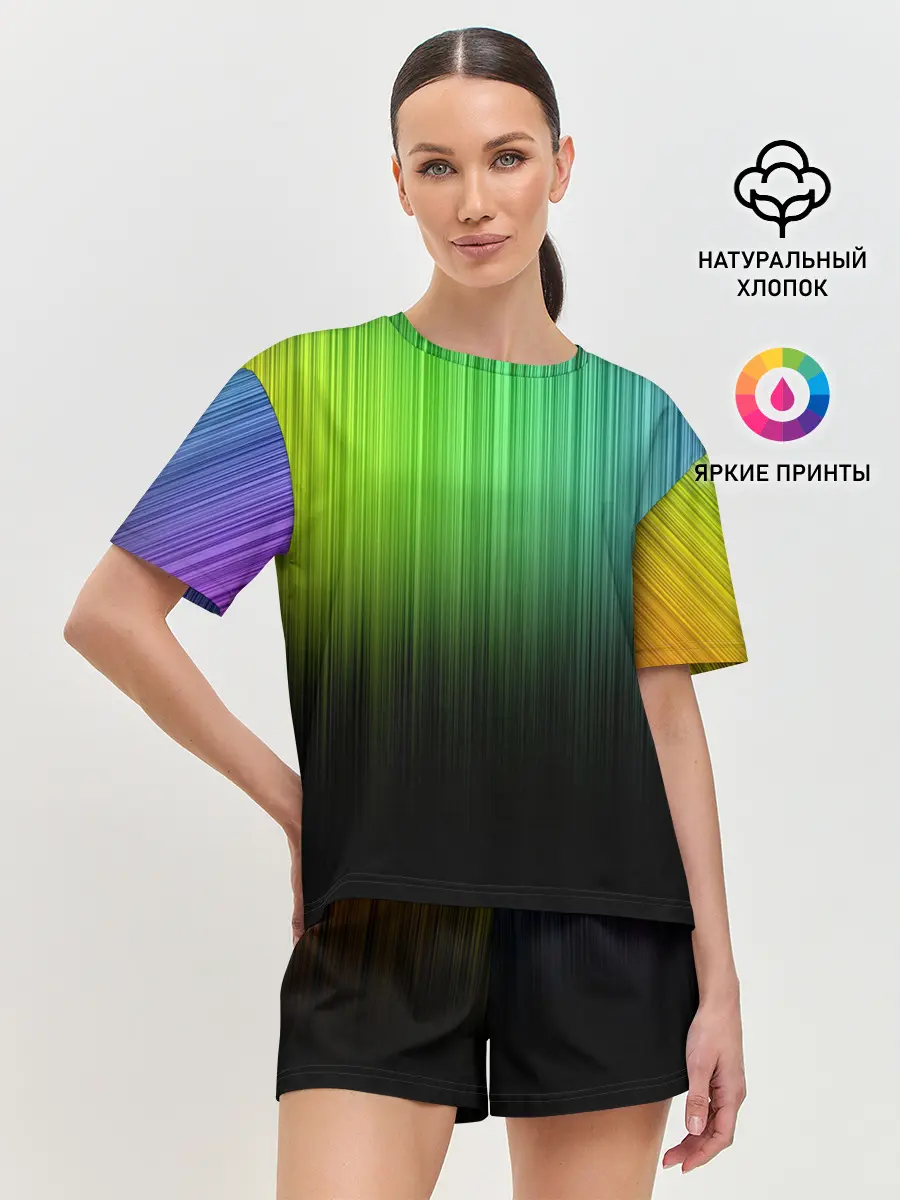 Женская пижама с шортами / Неоновый Свет