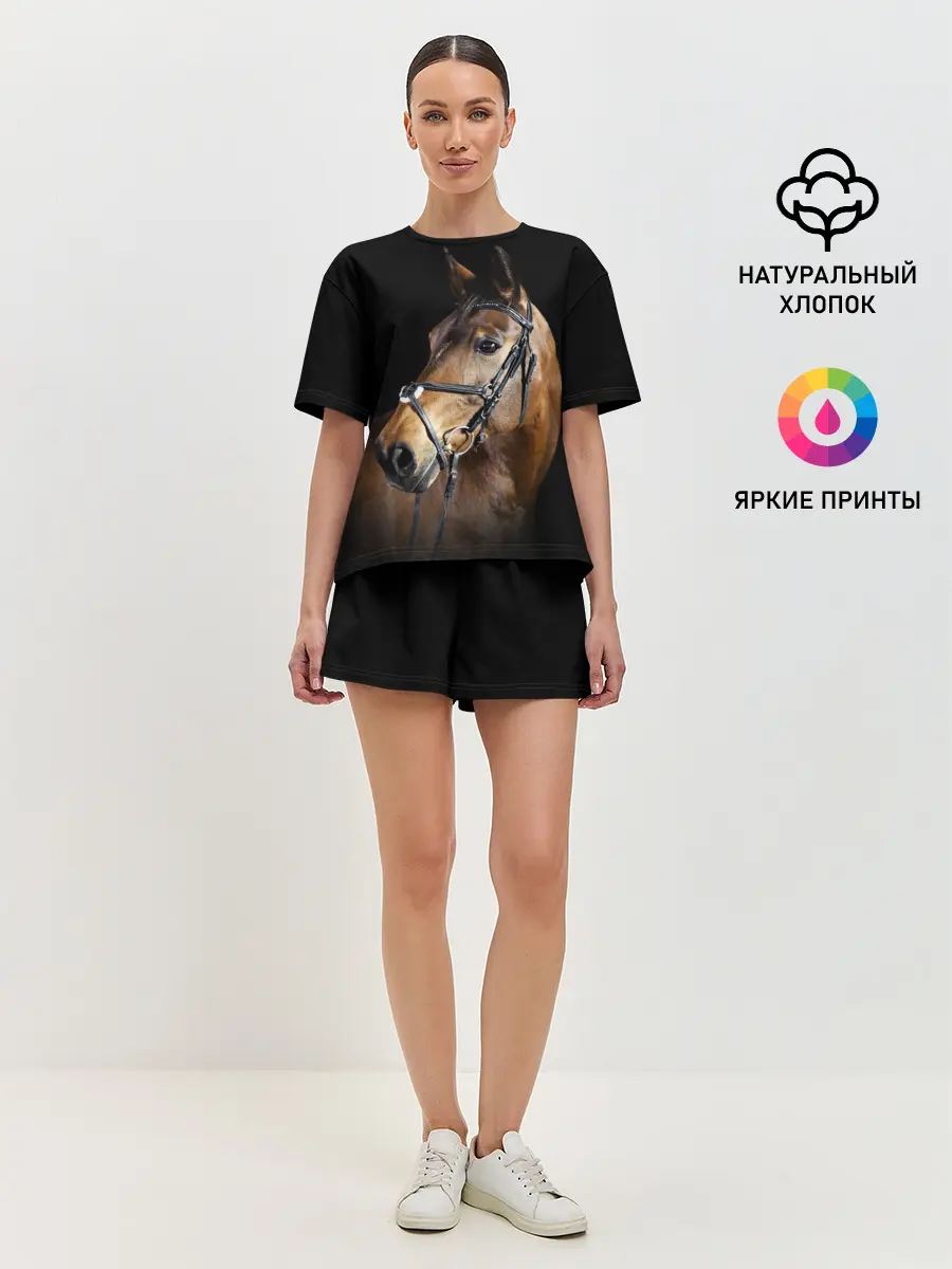 Женская пижама с шортами / Гнедая лошадь