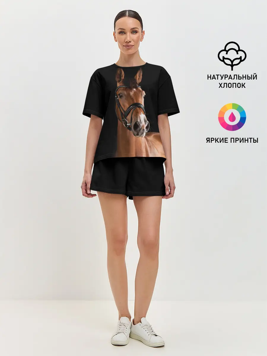 Женская пижама с шортами / Гнедая лошадь