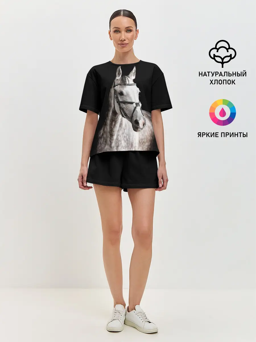 Женская пижама с шортами / Серный в яблоках конь