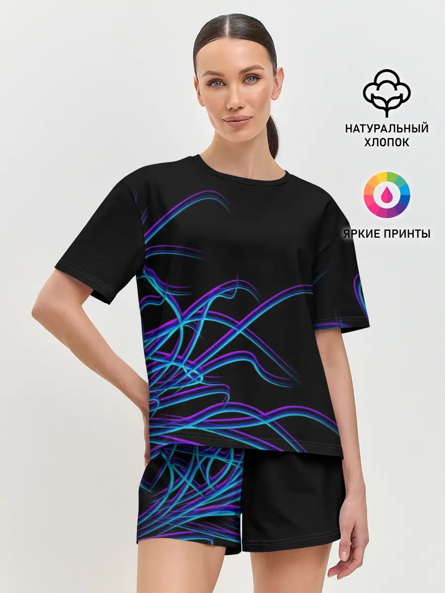 Женская пижама с шортами / Неоновые Щупальцы