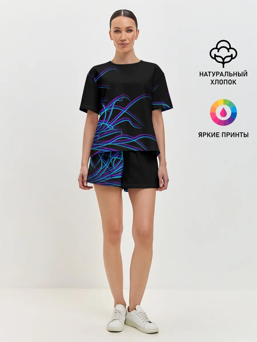 Женская пижама с шортами / Неоновые Щупальцы