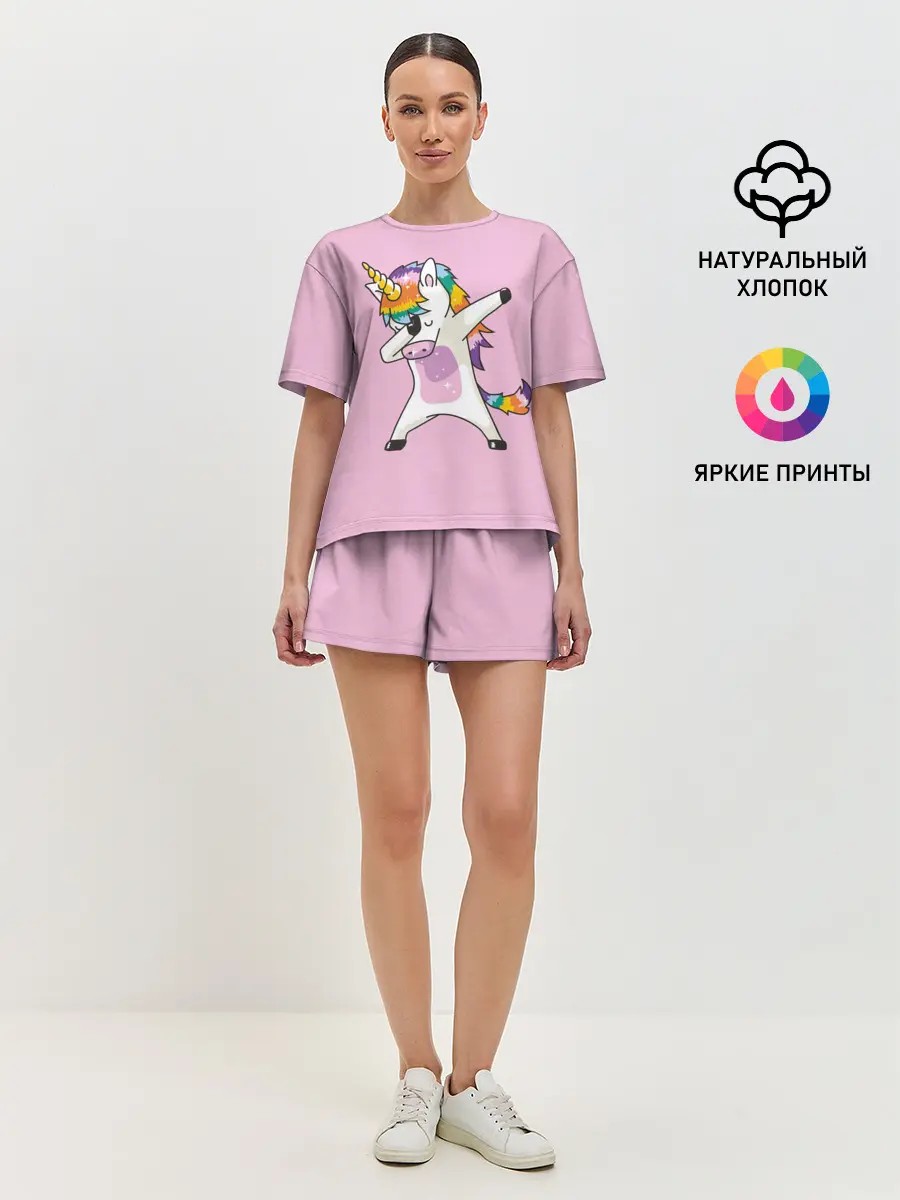 Женская пижама с шортами / Единорог