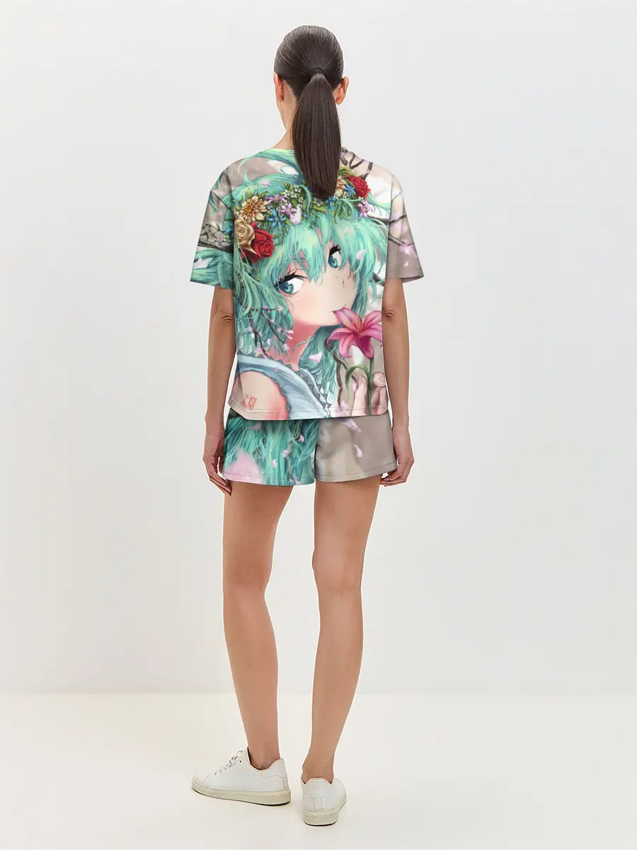 Женская пижама с шортами / Цветок и Хацуне Мику