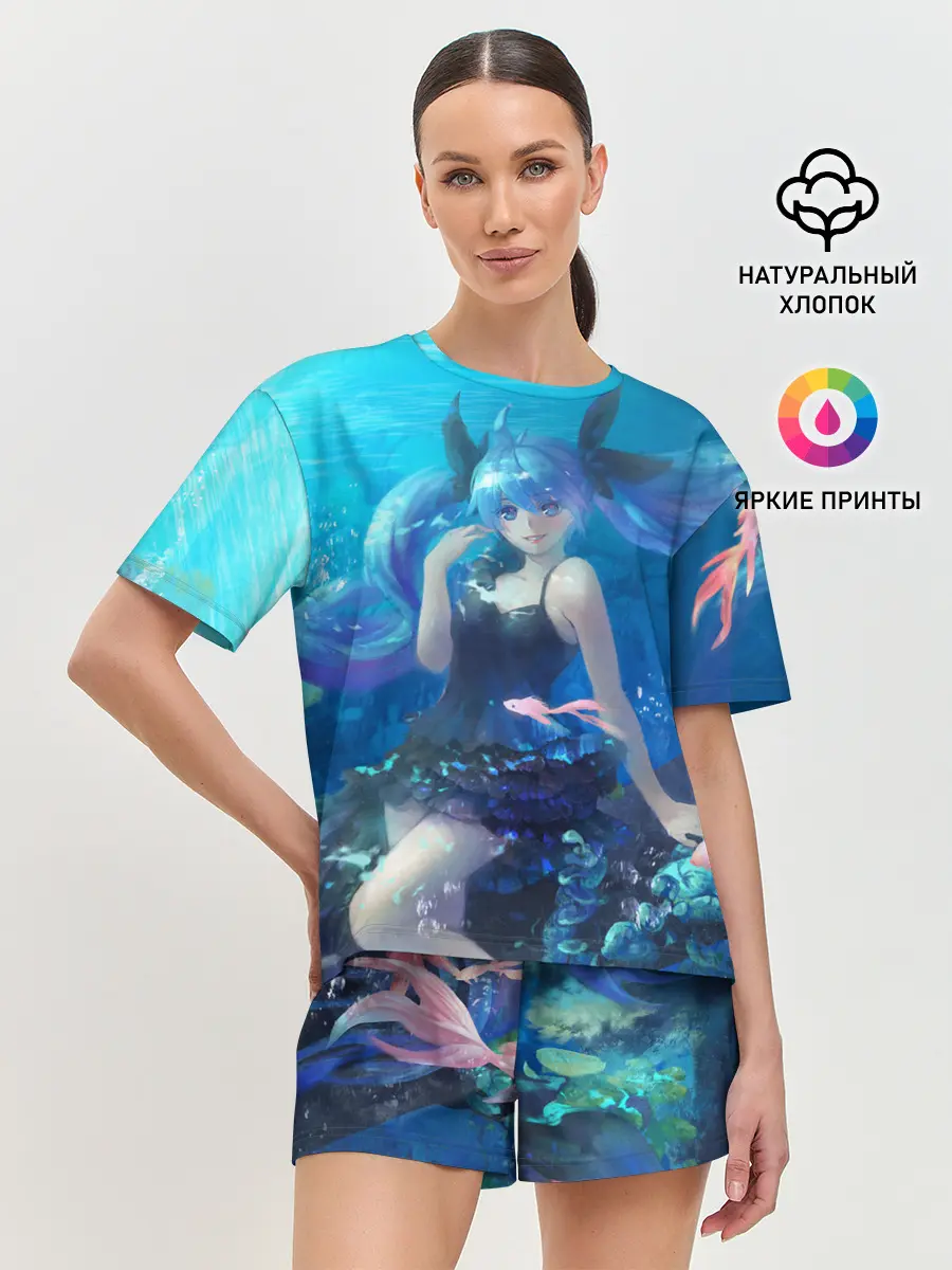 Женская пижама с шортами / Подводная Хацуне Мику