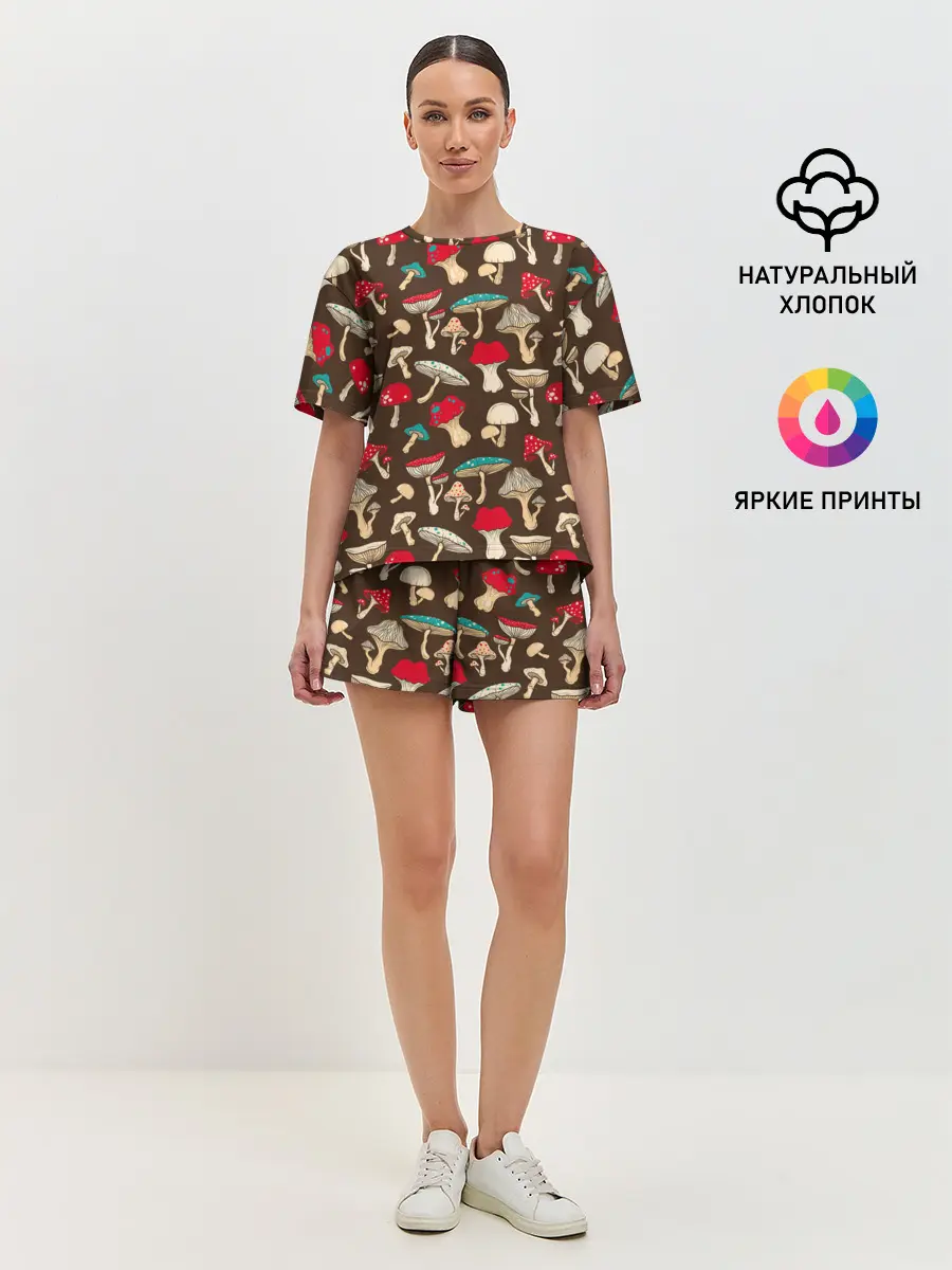 Женская пижама с шортами / Грибы