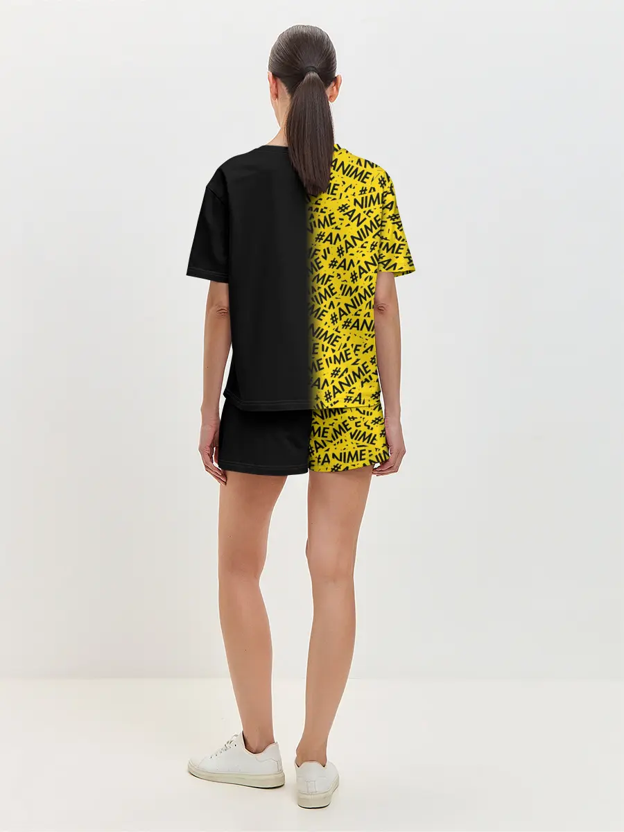 Женская пижама с шортами / ANIME pattern text