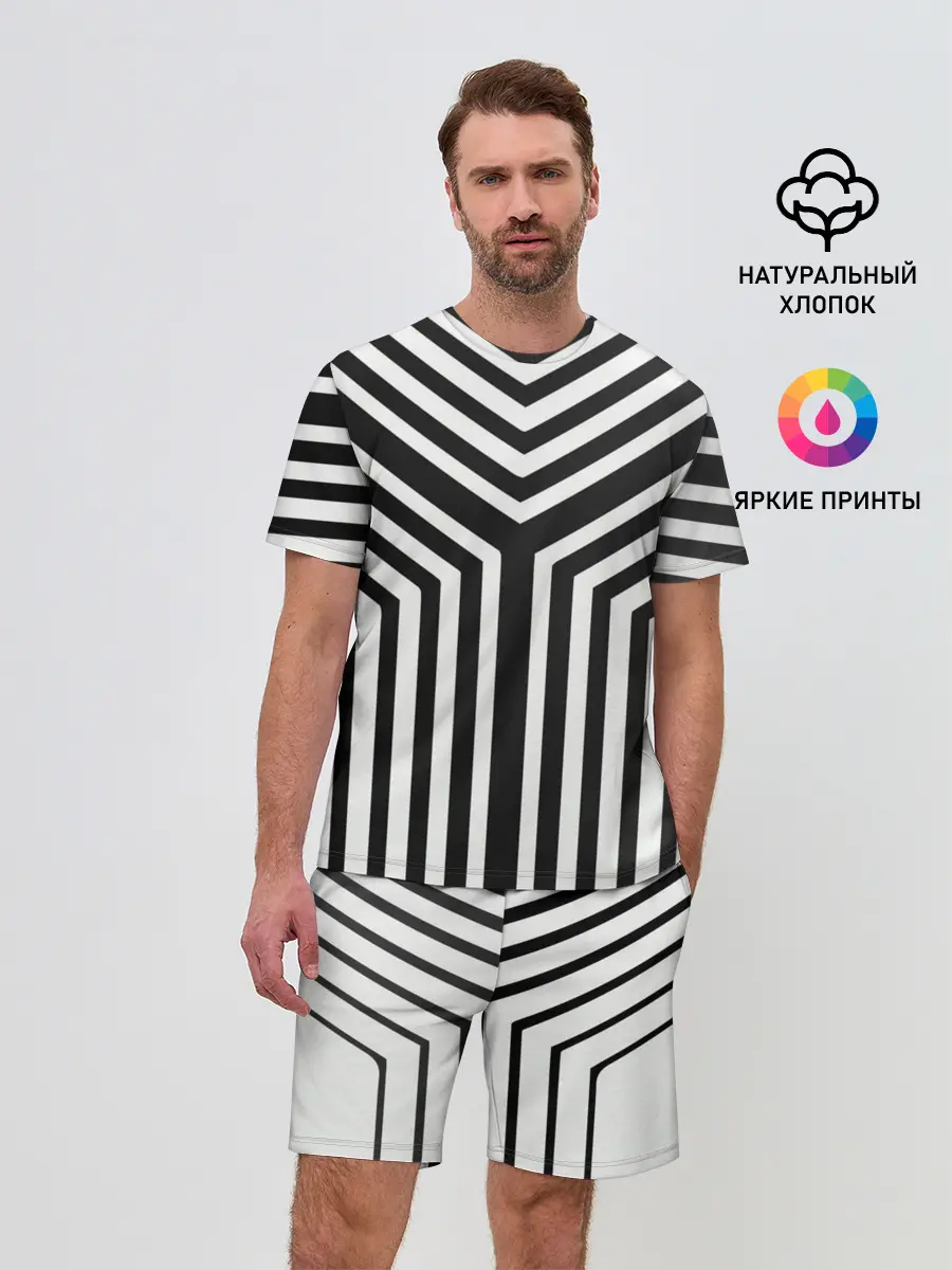 Мужской костюм с шортами / Кибер Зебра