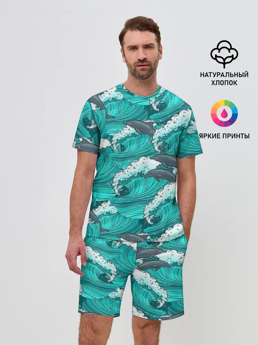 Мужской костюм с шортами / Дельфины