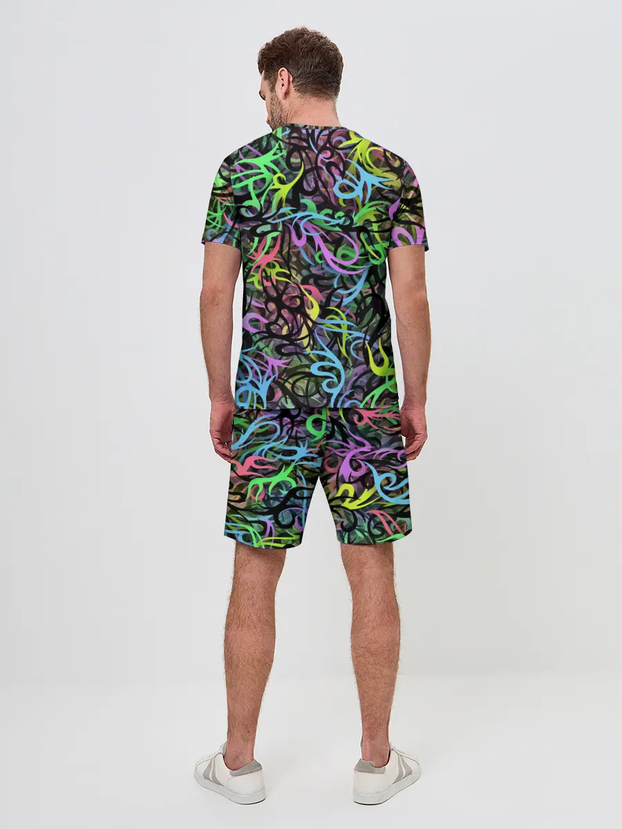 Мужской костюм с шортами / Абстрактный кот