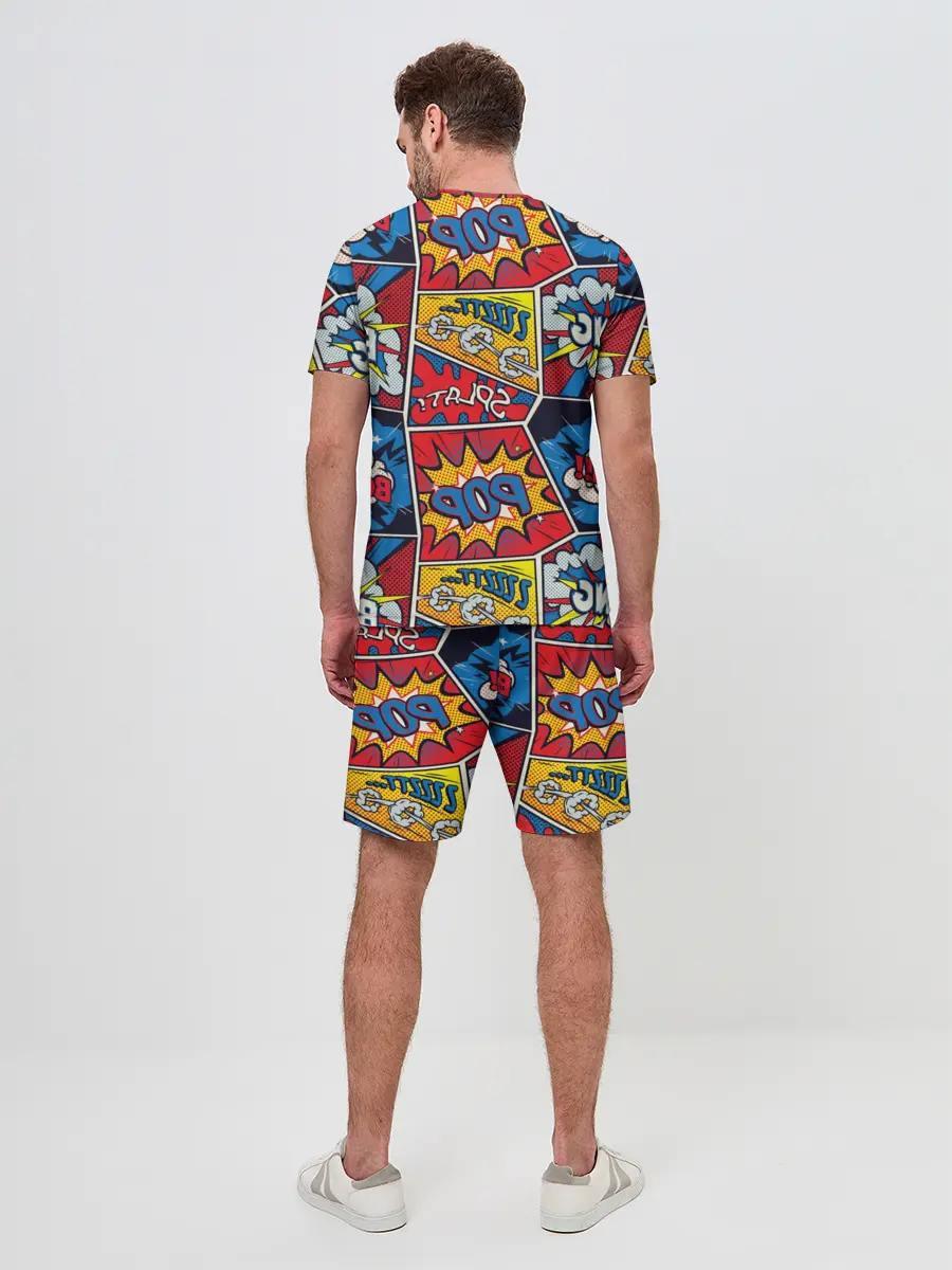 Мужской костюм с шортами / Pop art pattern